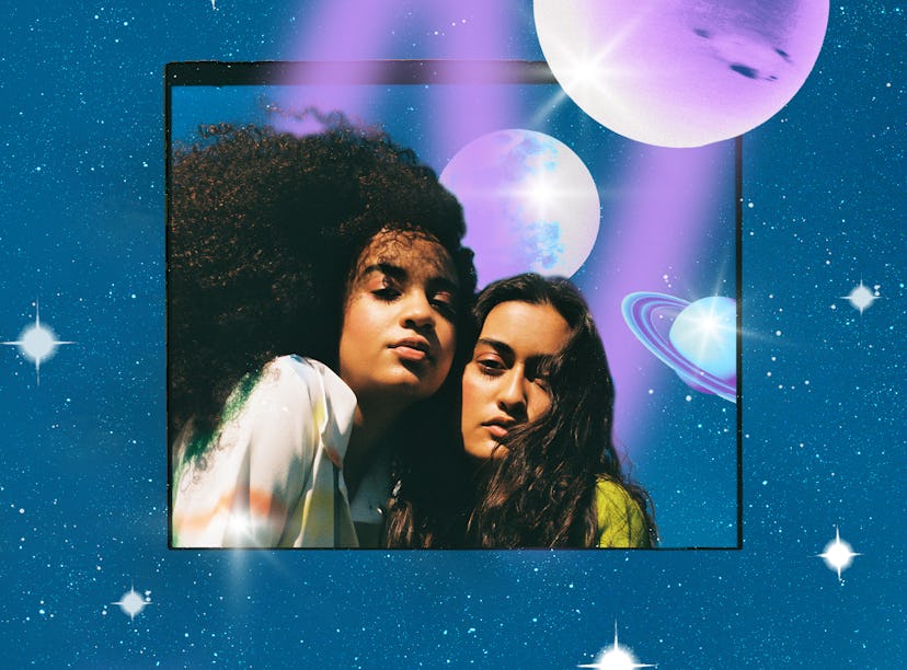 Two young women wondering how the 2024 total solar eclipse will affect their zodiac signs' horoscope...