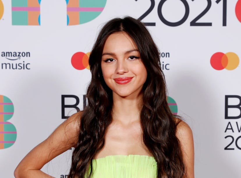 LONDON, ENGLAND - MAY 11: Olivia Rodrigo poses in the media room during The BRIT Awards 2021 at The...