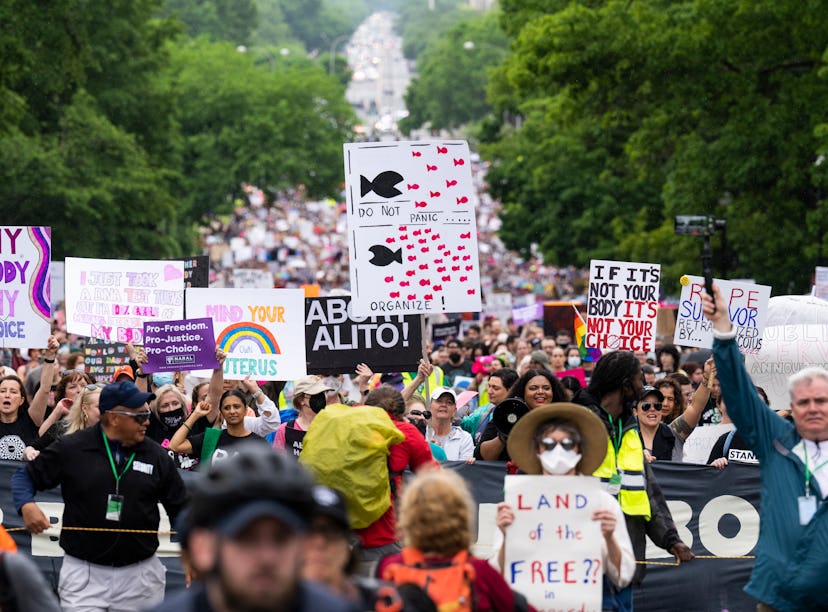UNITED STATES - MAY 14: Demonstrators are seen on Constitution Avenue during a march for abortion ri...