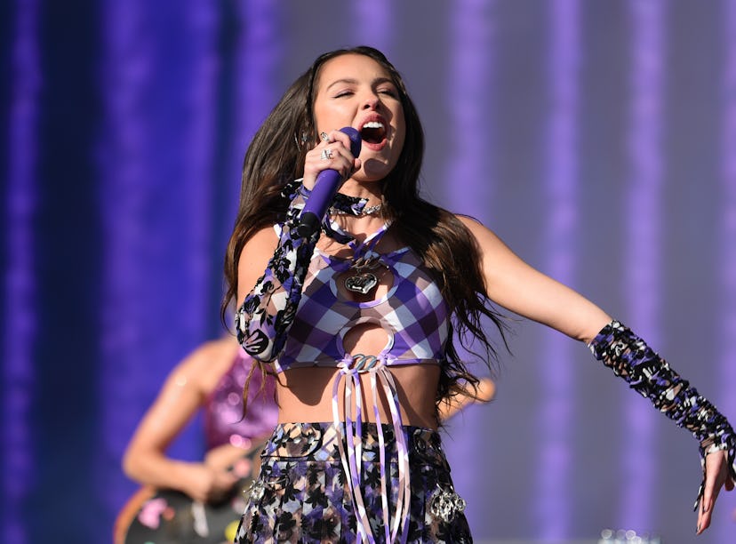 GLASTONBURY, ENGLAND - JUNE 25: Olivia Rodrigo performs on the Other Stage during day four of Glasto...