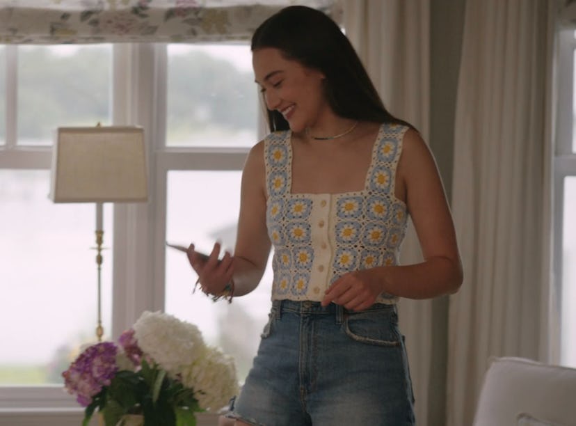 Belly Conklin wearing the first date crop top that is available for purchase online.