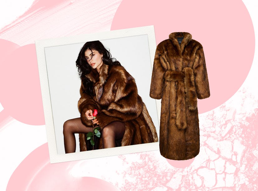 Kylie Jenner wearing the Khy faux fur coat.