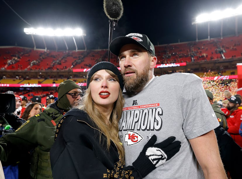 Taylor Swift and Travis Kelce at the AFC Championship Game