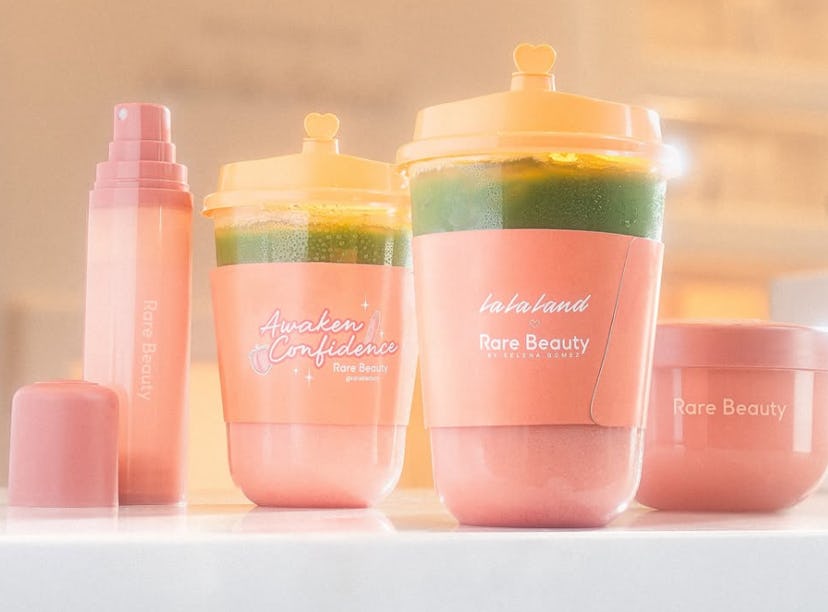 I tried the La La Land Cafe Rare Beauty Peach Matcha Latte.