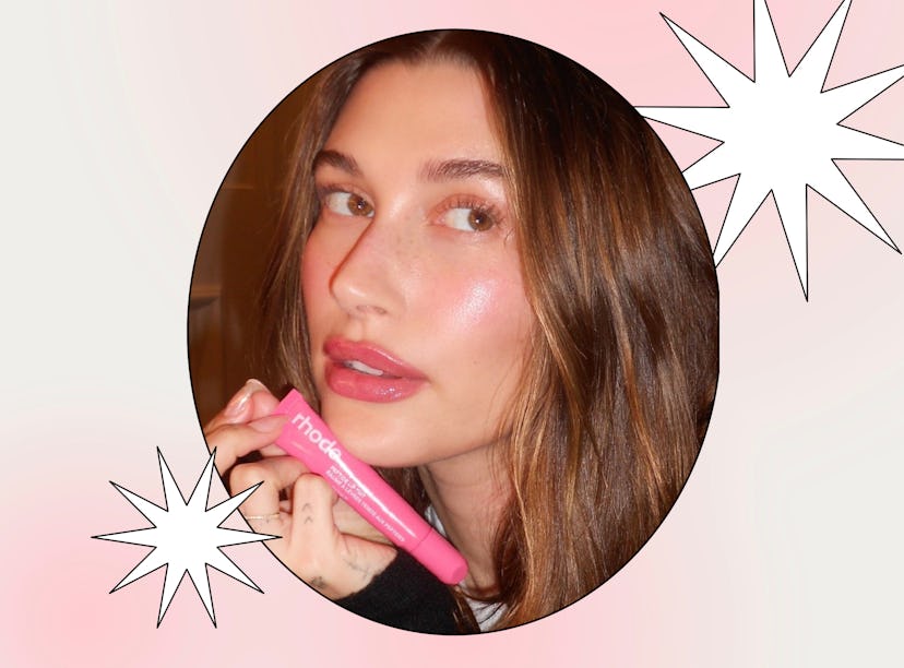 Hailey Bieber has a Rhode pop-up in Los Angeles for her limited-edition Peptide Lip Tint in Sugar Co...