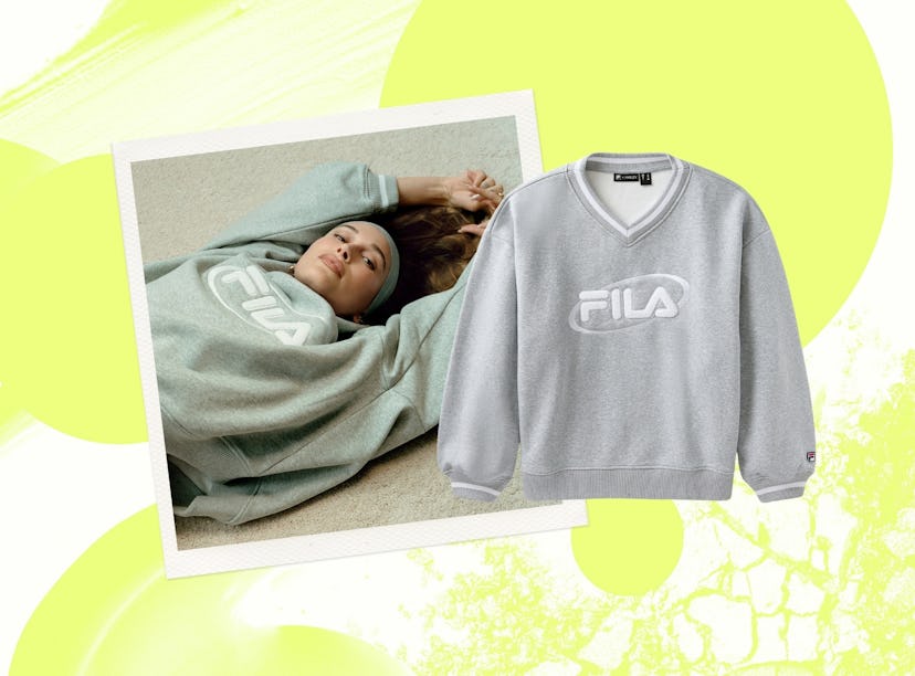 Hailey Bieber wearing the FILA x HAILEY collection
